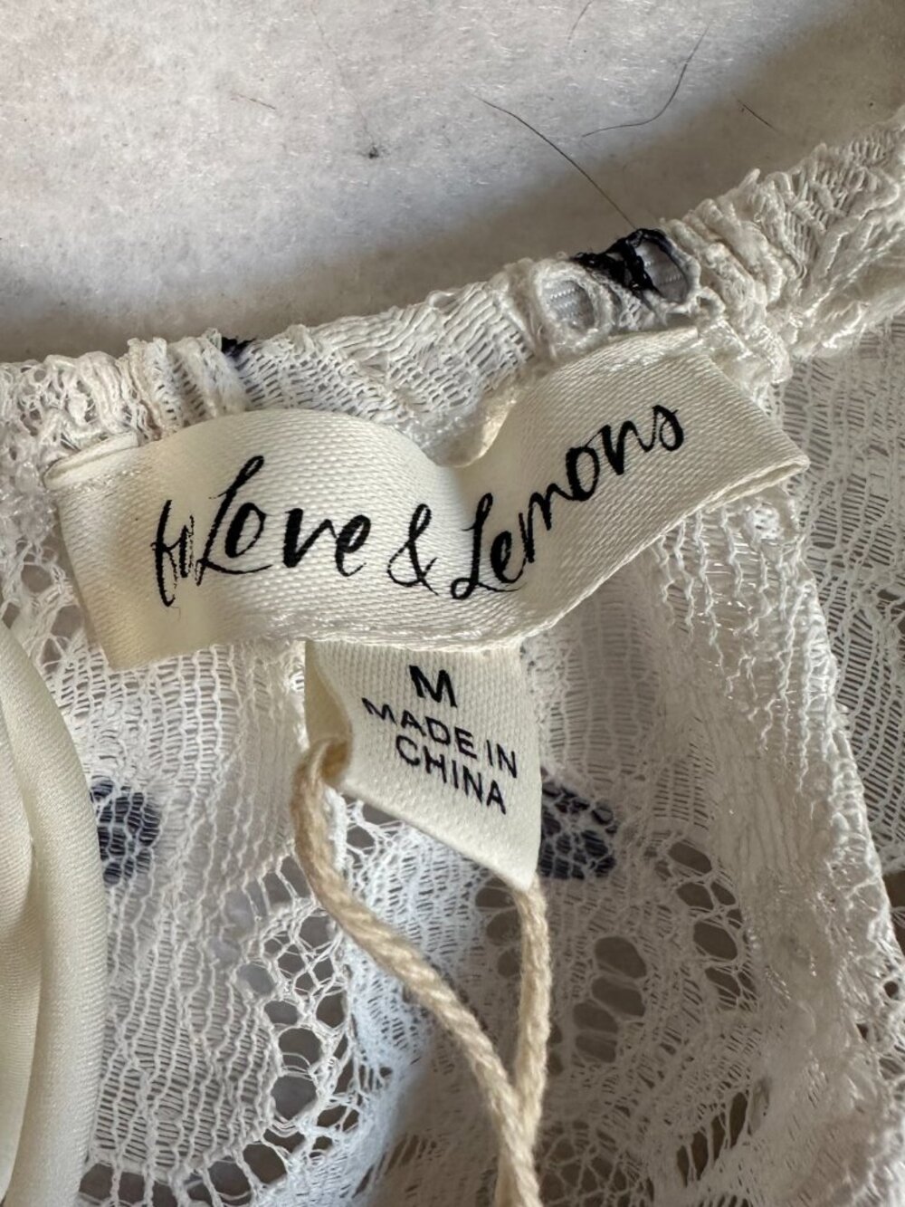 For Love And Lemons White & Black Polka Dot Lace Cropped Glen Blouse top sz M - Picture 4 of 8